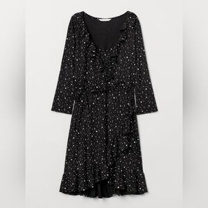 Star Print Faux-Wrap Dress